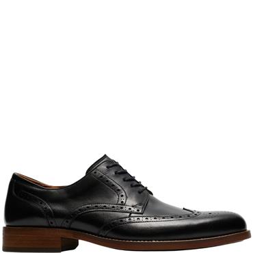 CLARKS  MENS  SHOE - BLACK LEATHER
